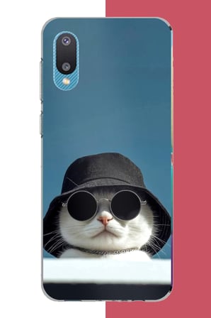 Samsung Galaxy A02 Uyumlu Gizemli Kedi Baskılı Silikon Kılıf