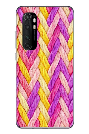 Xiaomi Mi 10 Lite Uyumlu Mor Sarı Örgü Baskılı Silikon Kılıf
