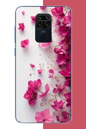 Redmi Note 9 Uyumlu Fuşya Çiçek Esintisi Baskılı Silikon Kılıf