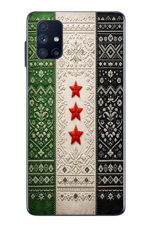 Samsung Galaxy M51 Uyumlu Suriye Bayrağı Dokuma Baskılı Silikon Kılıf