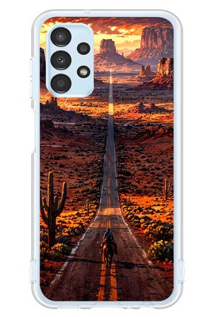 Samsung Galaxy A13 Uyumlu Kovboy Yolda Baskılı Silikon Kılıf