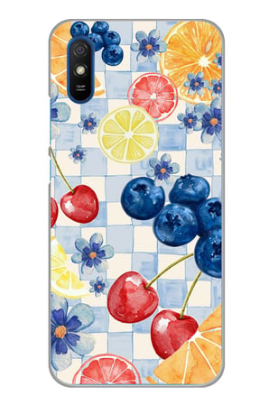 Redmi 9A Uyumlu Sulu Boya Meyve ve Çiçek Desenli Baskılı Silikon Kılıf