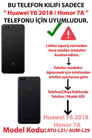 Huawei Y6 2018 - Honor 7A Uyumlu Pembe Siyah Yılan Baskılı Silikon Kılıf