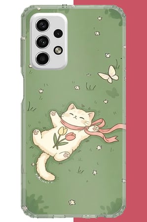 Samsung Galaxy A73 Uyumlu fularlı kedi Baskılı Silikon Kılıf