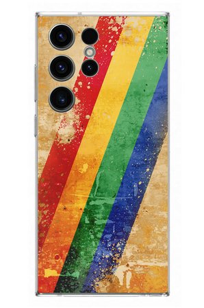Samsung Galaxy S23 Ultra Uyumlu Yan Gökkuşağı Baskılı Silikon Kılıf