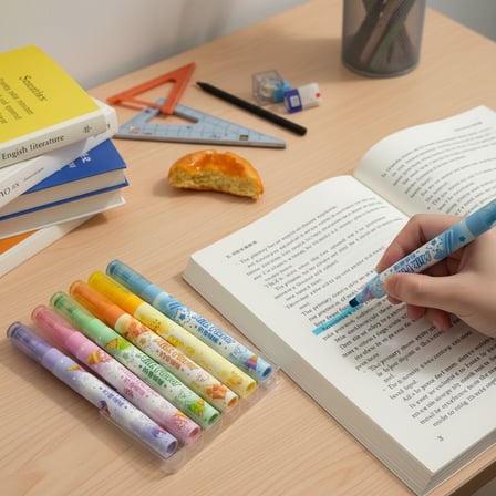 BakGelAl Süt Kokulu Ve Damgalı Fosforlu Kalem Seti 6'lı (12.3 cm) - Pastel Renkli Çift Taraflı İşaretleme Kalemi