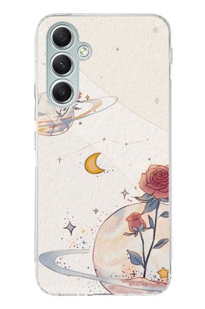 Samsung Galaxy A34 Uyumlu Gezegen, Yıldız ve Gül Baskılı Silikon Kılıf
