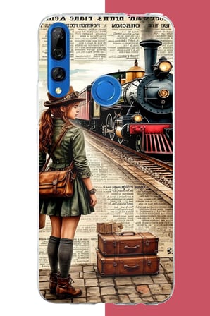 Honor 9X Uyumlu vintage tren Baskılı Silikon Kılıf