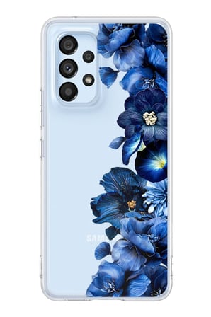 Samsung Galaxy A53 Uyumlu Royal Blue Şakayık Çiçek Demeti Baskılı Silikon Kılıf