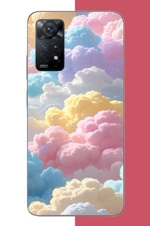 Redmi Note 11E Uyumlu renkli bulut Baskılı Silikon Kılıf