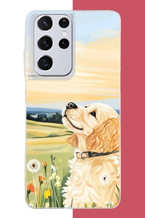 Samsung Galaxy S21 ULTRA Uyumlu golden köpek Baskılı Silikon Kılıf