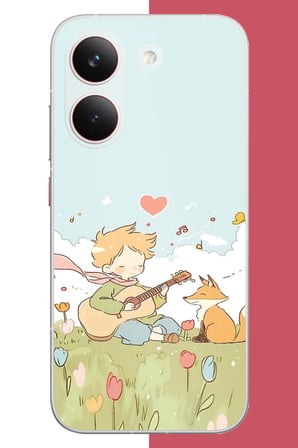 Poco X8 Pro Uyumlu gitarlı küçük prens Baskılı Silikon Kılıf