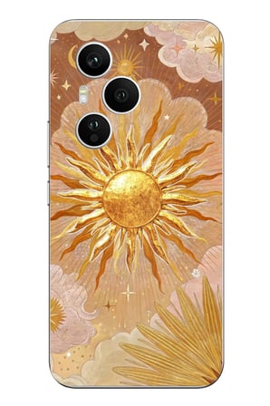Honor 400 PRO Uyumlu Altın Güneş ve Yıldız Desenli Baskılı Silikon Kılıf