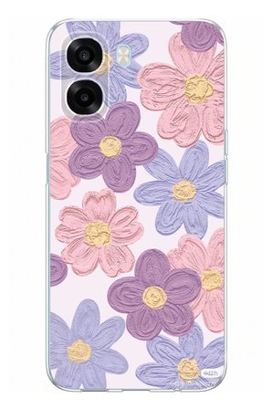 Oppo A6T - A6X Uyumlu Renkli Papatyalar Sulu Boya Baskılı Silikon Kılıf