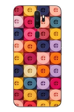 Oppo A5 2020 Uyumlu Renkli Düğmeler Baskılı Silikon Kılıf