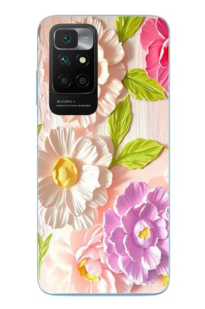 Redmi 10 2022 Uyumlu Beyaz Papatyalar Baskılı Silikon Kılıf