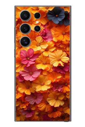 Samsung Galaxy S24 Ultra Uyumlu Sarı Pembe Çiçekler Baskılı Silikon Kılıf