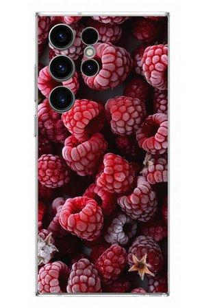 Samsung Galaxy S23 Ultra Uyumlu Ahududu Frambuaz Baskılı Silikon Kılıf