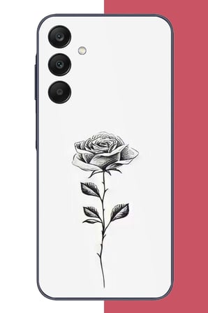 Samsung Galaxy A25 Uyumlu siyah gül Baskılı Silikon Kılıf