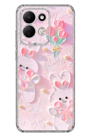Redmi 17 4G/5G Uyumlu Sevimli Tavşanlar Baskılı Silikon Kılıf