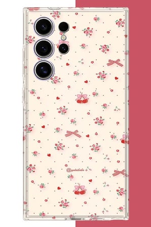 Samsung Galaxy S24 ULTRA Uyumlu kırmızı kalpli pattern Baskılı Silikon Kılıf