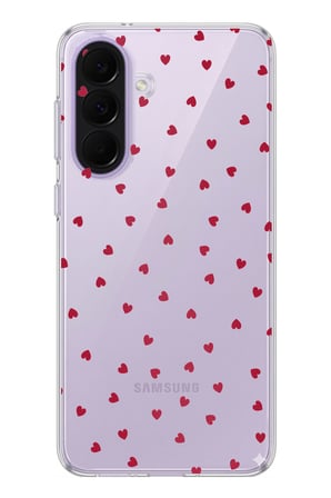 Samsung Galaxy A37 Uyumlu Kırmızı Kalpler Tasarımlı Baskılı Silikon Kılıf