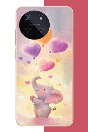 Realme 11 4G Uyumlu minik fil Baskılı Silikon Kılıf
