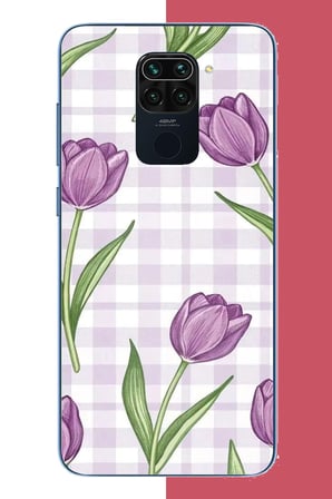 Redmi Note 9 Uyumlu mor lale Baskılı Silikon Kılıf