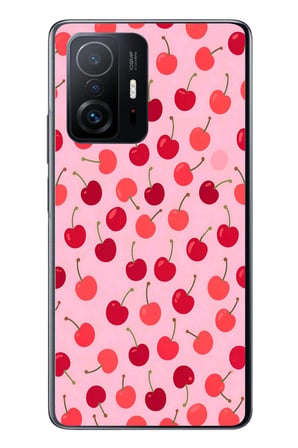 Xiaomi Mi 11 T-11 T Pro Uyumlu Pembe Kirazlar Baskılı Silikon Kılıf