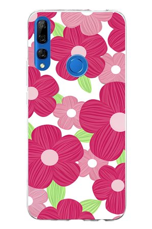 Honor 9X Uyumlu Pembe Çiçek Desenli Baskılı Silikon Kılıf