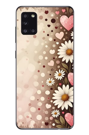 Samsung Galaxy A31 Uyumlu Kalpli Papatya Damlaları Baskılı Silikon Kılıf