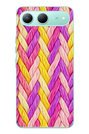 Tecno Spark 40 5G Uyumlu Mor Sarı Örgü Baskılı Silikon Kılıf