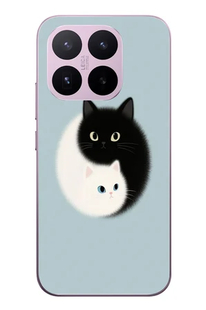 Xiaomi 17T
 Uyumlu Yin Yang Kediler Baskılı Silikon Kılıf