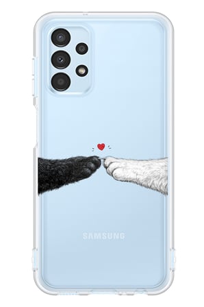 Samsung Galaxy A13 Uyumlu Kedi & Köpek Pati Dokunuşu Kalp Desenli Baskılı Silikon Kılıf
