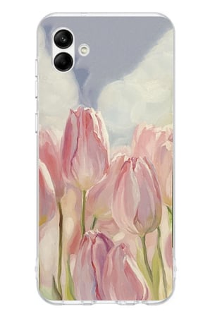 Samsung Galaxy A06 Uyumlu Pembe Laleler Baskılı Silikon Kılıf