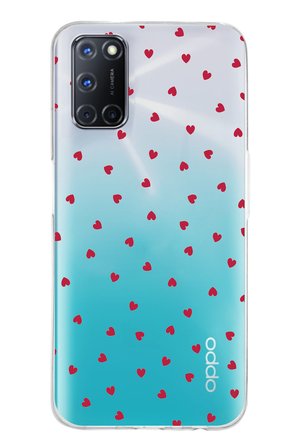 OPPO A52-A72-92 Uyumlu Kırmızı Kalpler Tasarımlı Baskılı Silikon Kılıf