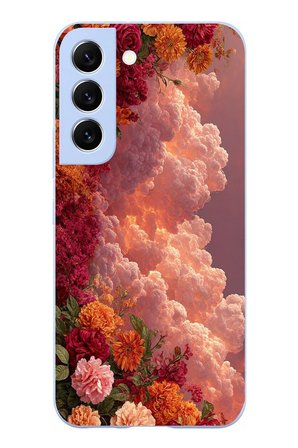 Samsung Galaxy S22 Uyumlu Güller ve Bulutlar Baskılı Silikon Kılıf