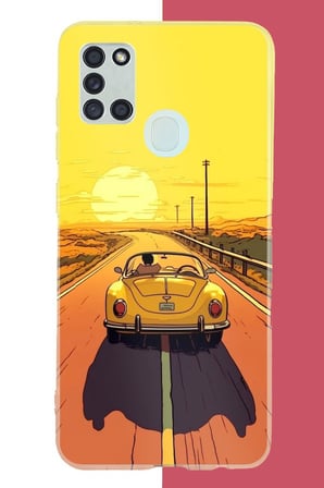 Samsung Galaxy A21S Uyumlu Gün Batımına Yolculuk Baskılı Silikon Kılıf