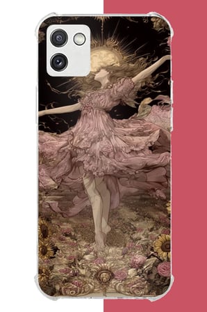 Samsung Galaxy A03 Uyumlu pembe elbiseli kadın Baskılı Silikon Kılıf