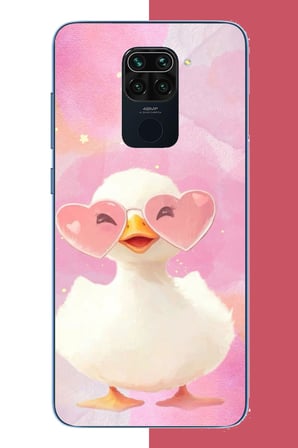 Redmi Note 9 Uyumlu gözlüklü yavru ördek Baskılı Silikon Kılıf