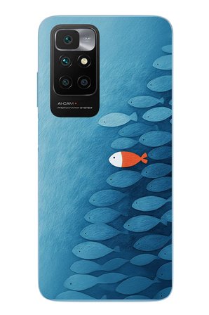 Redmi 10 2022 Uyumlu Balıklar Yüzüyor Baskılı Silikon Kılıf