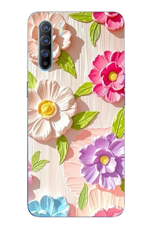 Oppo Reno 3-A91 Uyumlu Renkli Çiçek Bahçesi Baskılı Silikon Kılıf