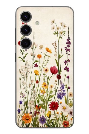 Samsung Galaxy S24 Uyumlu Zarif Çiçekler Baskılı Silikon Kılıf