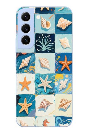 Samsung Galaxy S22 Uyumlu Deniz Kabukları Baskılı Silikon Kılıf