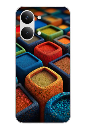 POCO X8 Pro Max Uyumlu Renkli Kare Puflar Baskılı Silikon Kılıf