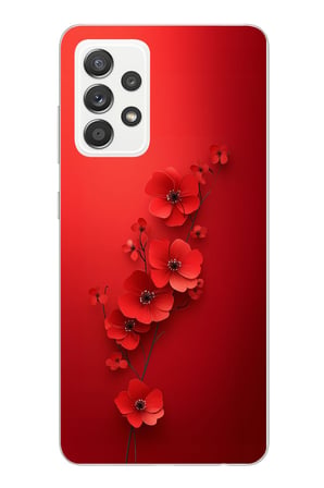 Samsung Galaxy A52 Uyumlu Kırmızı Kardelenler Baskılı Silikon Kılıf