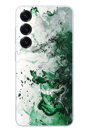Samsung Galaxy S25 Uyumlu Yeşil Beyaz Dalgalar Baskılı Silikon Kılıf