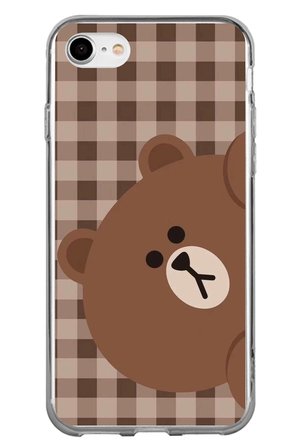 iPhone 6 - 6S Uyumlu Kahverengi Ayı Yan Tasarımlı Baskılı Silikon Kılıf