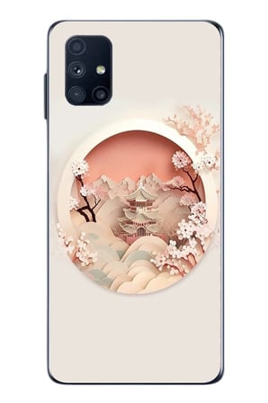 Samsung Galaxy M51 Uyumlu Manzar Retro Yuvarlak Baskılı Silikon Kılıf