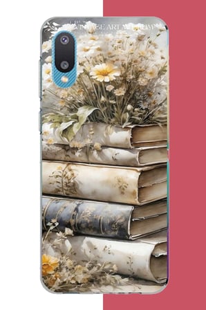 Samsung Galaxy A02 Uyumlu papatyalı kitap Baskılı Silikon Kılıf